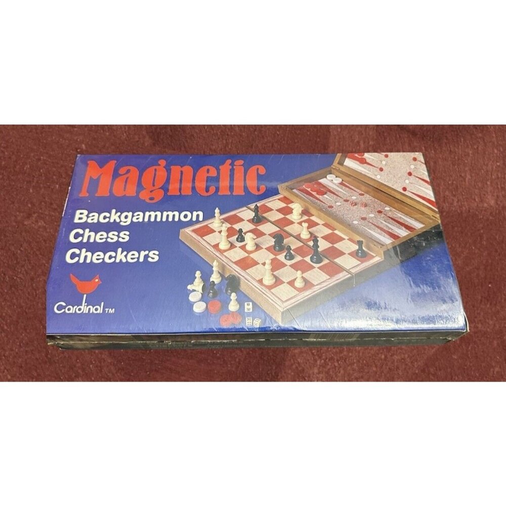 Sealed Cardinal Magnetic‎ Folding Chess, Checkers & Backgammon Travel Chess Set